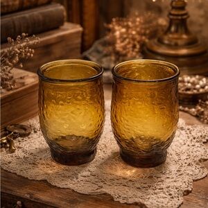 Vintage Amber Sauza Tequila shot glasses